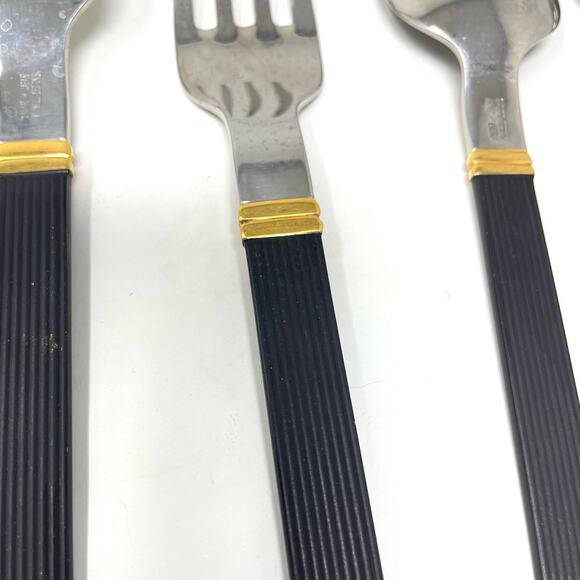 Vintage Sasaki Vignelli Japan Rigadin Matte Black Flatware Mixed Lot of 24 - Picture 13 of 16